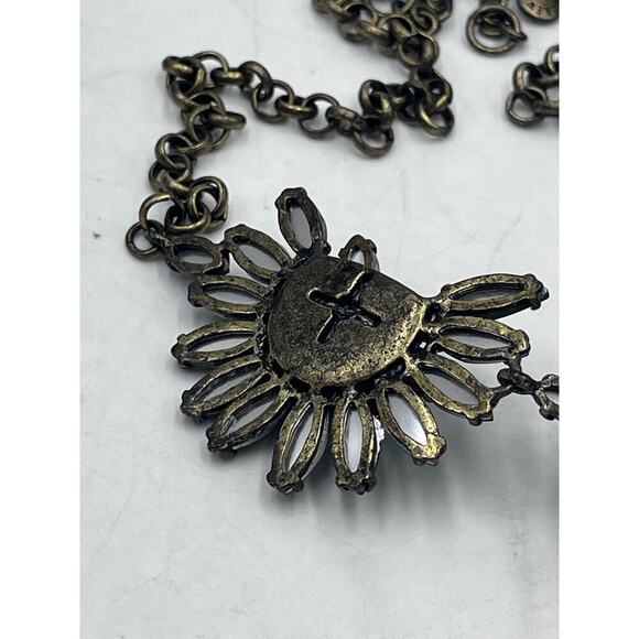 J. Crew Silver Tone Shades of Green Rhinestones Chain Clustered Necklace - Picture 13 of 16